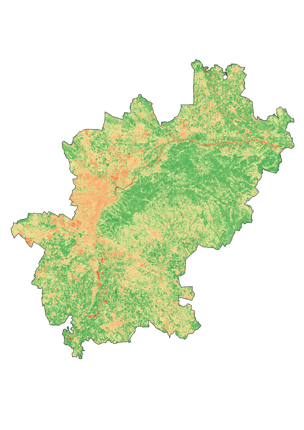 Mappa NDVI dell'area metropolitana CollinaPo